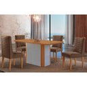 Ver imagem 1 de Conjunto: Mesa Sala Jantar Pietá C/ Tampo Madeirado Canto Curvo 120x80cm e 4 Cadeiras Dafne