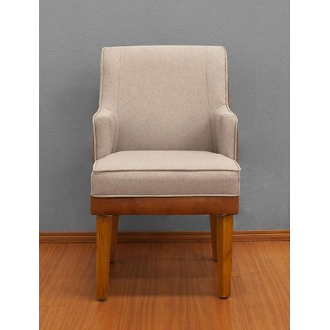 Cadeira Virgínia com Braços Linho Castor e Courissimo Nozes Linho Nozes Castor