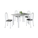Ver imagem 2 de Conjunto de Mesa Tubular 120x75cm Tampo em Granito Topázio com 4 Cadeiras Iris Branco/Preto