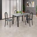 Ver imagem 1 de Conjunto de Mesa Tubular 120cm x 75cm Tampo em Granito Topázio com 4 Cadeiras Iris Preto