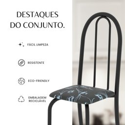 Conjunto de Mesa Tubular 120cm X 75cm Tampo em Granito Topázio com 4 Cadeiras Iris - 7