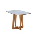 Ver imagem 2 de Mesa de Jantar 4 Lugares Tampo Barril com Vidro Temperado MDF e Eucalipto Iza Art Assentos