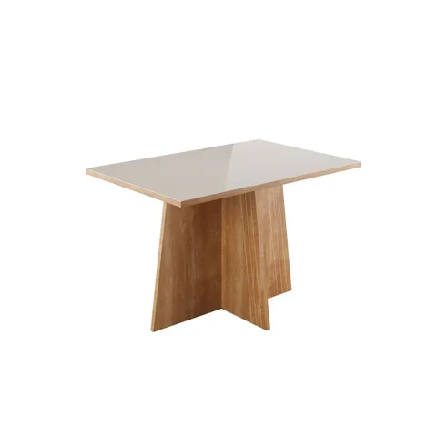 Mesa de Jantar 4 Lugares Tampo Barril com Vidro Temperado MDF e Eucalipto Iza Art Assentos