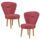 Ver imagem 1 de Conjunto 2 Poltronas Moderna para Sala de Espera Cozinha Recepção Pés de Madeira Tecido Veludo