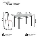 Ver imagem 3 de Conjunto de Mesa Tubular 120cm x 75cm Tampo em Granito Topázio com 4 Cadeiras Iris Preto/Bege