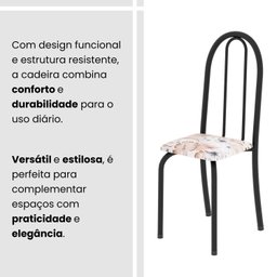 Conjunto de Mesa Tubular 120cm X 75cm Tampo em Granito Topázio com 4 Cadeiras Iris - 9