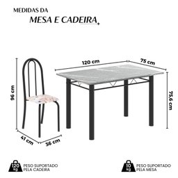 Conjunto de Mesa Tubular 120cm X 75cm Tampo em Granito Topázio com 4 Cadeiras Iris - 3