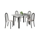 Ver imagem 2 de Conjunto de Mesa Tubular 120cm x 75cm Tampo em Granito Topázio com 4 Cadeiras Iris Preto/Bege