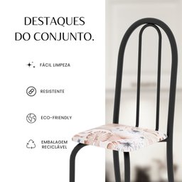 Conjunto de Mesa Tubular 120cm X 75cm Tampo em Granito Topázio com 4 Cadeiras Iris - 7