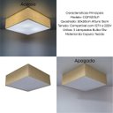 Ver imagem 5 de Lustre Plafon Sobrepor Quadrado Vivare Cqf5015lp Cúpula em Tecido Cor Palha 50x50x15cm