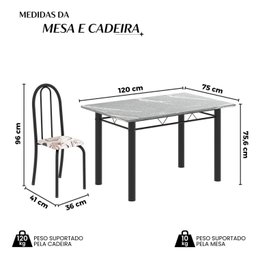 Conjunto de Mesa Tubular 120cm X 75cm Tampo em Granito Topázio com 4 Cadeiras Iris - 3