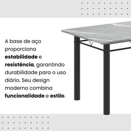 Conjunto de Mesa Tubular 120cm X 75cm Tampo em Granito Topázio com 4 Cadeiras Iris - 11