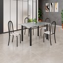 Ver imagem 1 de Conjunto de Mesa Tubular 120cm x 75cm Tampo em Granito Topázio com 4 Cadeiras Iris Preto/Arabesco