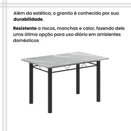 Conjunto de Mesa Tubular 120cm X 75cm Tampo em Granito Topázio com 4 Cadeiras Iris - 10