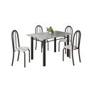 Ver imagem 2 de Conjunto de Mesa Tubular 120cm x 75cm Tampo em Granito Topázio com 4 Cadeiras Iris Preto/Arabesco