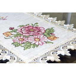 Caminho de Mesa Rose Flower - 0,90 m Arte & Tear Caminho de Mesa Ponto Cruz - 2