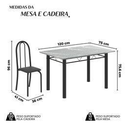 Conjunto de Mesa Tubular 120cm X 75cm Tampo em Granito Topázio com 4 Cadeiras Iris - 3