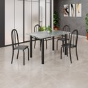 Ver imagem 1 de Conjunto de Mesa Tubular 120cm x 75cm Tampo em Granito Topázio com 4 Cadeiras Iris Preto