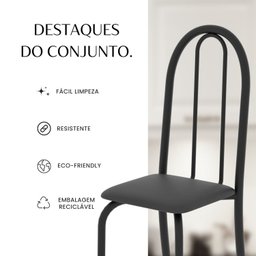 Conjunto de Mesa Tubular 120cm X 75cm Tampo em Granito Topázio com 4 Cadeiras Iris - 7