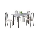 Ver imagem 2 de Conjunto de Mesa Tubular 120cm x 75cm Tampo com 4 Cadeiras Iris B Prata/Bege
