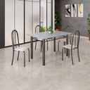Ver imagem 1 de Conjunto de Mesa Tubular 120cm x 75cm Tampo com 4 Cadeiras Iris B Prata/Bege