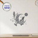 Ver imagem 2 de Adesivo Floral Boho Cinza Estilo Nórdico 45x38 Minimalista Mod.05