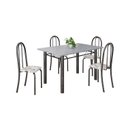 Ver imagem 2 de Conjunto de Mesa Tubular 120cm x 75cm Tampo com 4 Cadeiras Prata/Arabesco