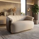 Ver imagem 1 de Namoradeira Marselha Orgânica 150cm Compôse Courino Marrom Linho Bege Elegante Resistente