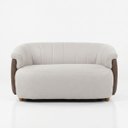 Ver imagem 2 de Namoradeira Marselha Orgânica 150cm Compôse Courino Marrom Linho Bege Elegante Resistente