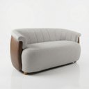 Ver imagem 3 de Namoradeira Marselha Orgânica 150cm Compôse Courino Marrom Linho Bege Elegante Resistente