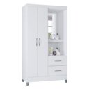 Ver imagem 3 de Cômoda 868 4 Gavetas e 1 Porta com Guarda Roupa Solteiro Córdoba 2 Portas Branco Brilho - Poquema