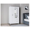 Ver imagem 4 de Cômoda 868 4 Gavetas e 1 Porta com Guarda Roupa Solteiro Córdoba 2 Portas Branco Brilho - Poquema