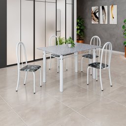 Conjunto de Mesa Tubular 120cm X 75cm Tampo com 4 Cadeiras - 1