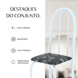 Conjunto de Mesa Tubular 120cm X 75cm Tampo com 4 Cadeiras - 12