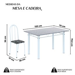 Conjunto de Mesa Tubular 120cm X 75cm Tampo com 4 Cadeiras - 3