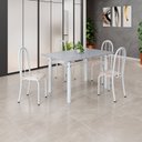 Ver imagem 1 de Conjunto de Mesa Tubular 120cm x 75cm Tampo com 4 Cadeiras Branco/Bege