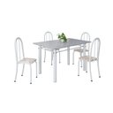 Ver imagem 2 de Conjunto de Mesa Tubular 120cm x 75cm Tampo com 4 Cadeiras Branco/Bege