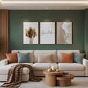 Ver imagem 1 de Kit 3 Quadros Boho Bege Mar Gratidão Moldura:tabaco