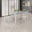 Ver imagem 1 de Conjunto de Mesa Tubular 120cm x 75cm Tampo com 4 Cadeiras Branco/Arabesco