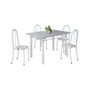Ver imagem 2 de Conjunto de Mesa Tubular 120cm x 75cm Tampo com 4 Cadeiras Branco/Arabesco