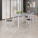 Ver imagem 1 de Conjunto de Mesa Tubular 120cm x 75cm Tampo com 4 Cadeiras Branco/Preto