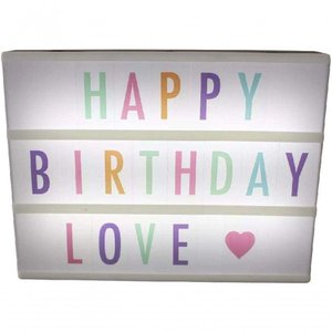 Quadro Letreiro de Cinema Luminoso 30x23cm Light Box - Preto - Letras Coloridas