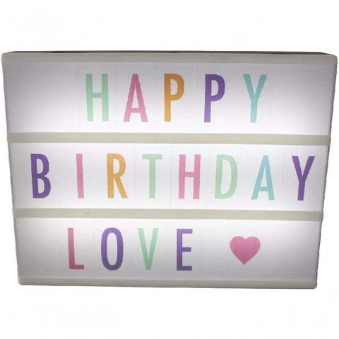 Quadro Letreiro de Cinema Luminoso 30x23cm Light Box - Preto - Letras Coloridas