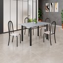 Ver imagem 1 de Conjunto de Mesa Tubular 120cm x 75cm Tampo com 4 Cadeiras Preto/Bege