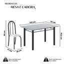 Ver imagem 3 de Conjunto de Mesa Tubular 120cm x 75cm Tampo com 4 Cadeiras Preto/Bege