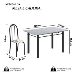 Conjunto de Mesa Tubular 120cm X75cm Tampo com 4 Cadeiras - 3