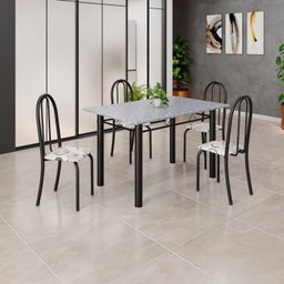Conjunto de Mesa Tubular 120cm X75cm Tampo com 4 Cadeiras - 1