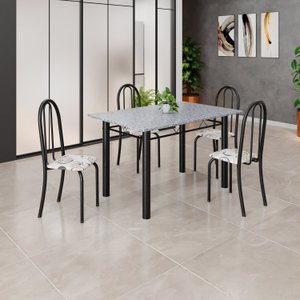 Conjunto de Mesa Tubular 120cm X75cm Tampo com 4 Cadeiras