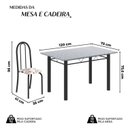 Ver imagem 3 de Conjunto de Mesa Tubular 120cm x75cm Tampo com 4 Cadeiras Preto/Arabesco