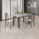Ver imagem 1 de Conjunto de Mesa Tubular 120cm x75cm Tampo com 4 Cadeiras Preto/Arabesco
